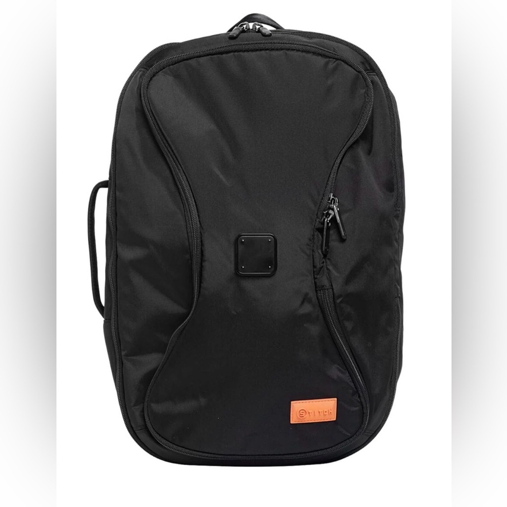 Stitch's Black Backpack Men's Inner Pockets Padded Solid Zip Shoulder 19”x13”